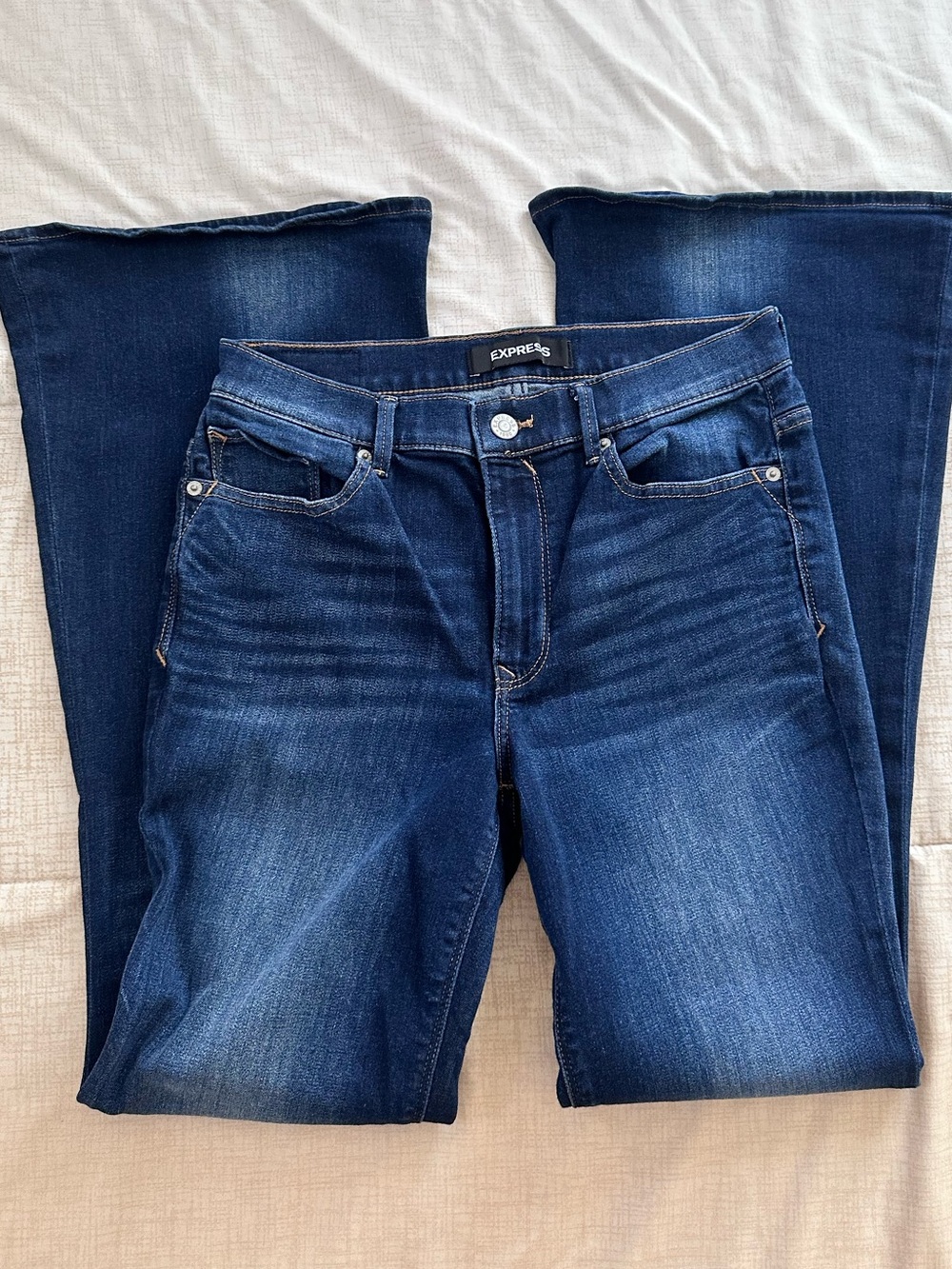 Express Dark Blue High Rise Bell Flare Size 8R